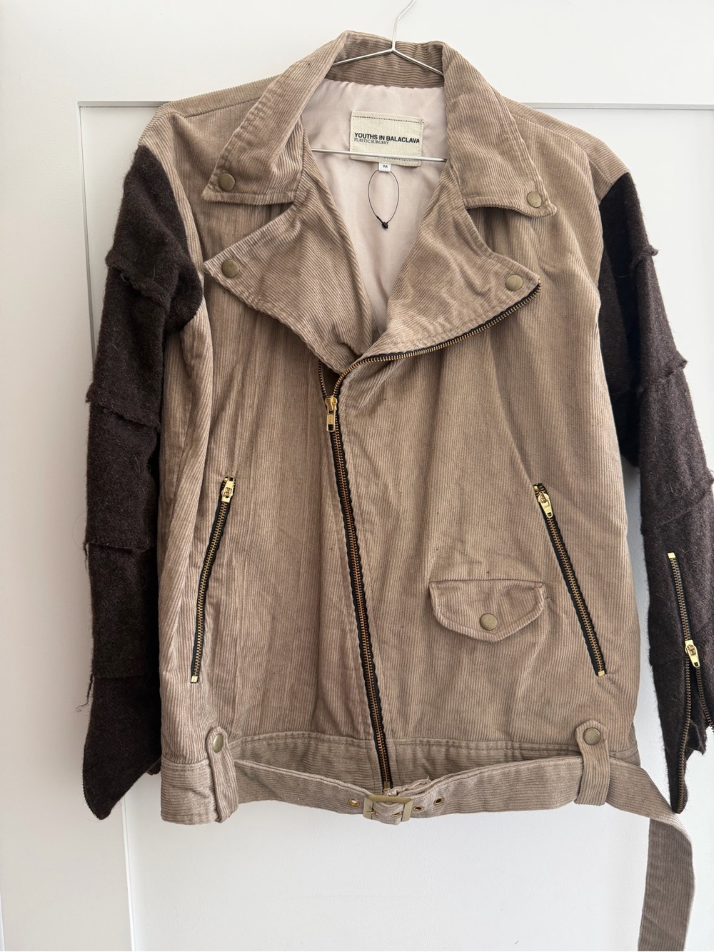 Youths In Balaclava Moto Jacket Brown Sleeves